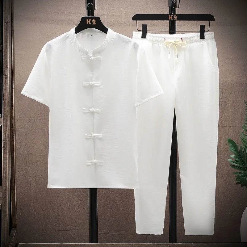 Buy Center Men's Summer Cotton Linen Suit - Breathable, Loose Fit - Buy Center UK