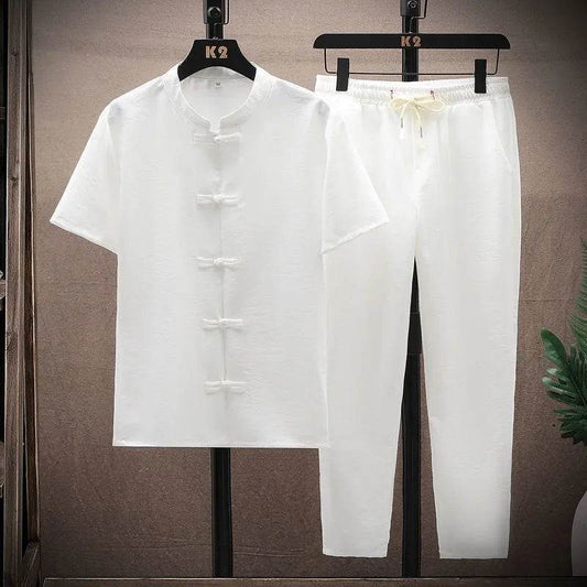 Buy Center Men’s Summer Cotton Linen Suit - Breathable Leisure Set - Buy Center UK