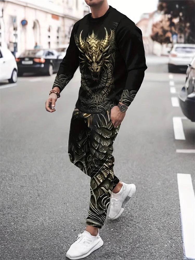 Urban Street Fashion 2pcs Suit - Demon 3D Printed Long Sleeve Shirt - Buy Center UK