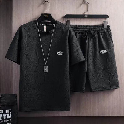 Buy Center Men's Summer Korean Style Short Sleeve T-Shirt & Shorts Set - Buy Center UK
