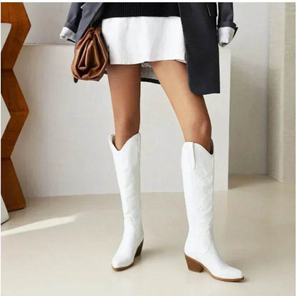 Buy Center Brown PU Leather Knee High Boots - Pointed Toe Design - Buy Center UK
