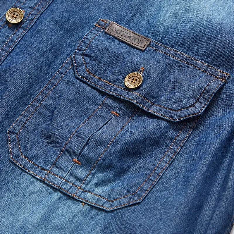Buy Center Multi Pockets Denim Shirt - High-Quality Summer Casual Wear - Buy Center UK