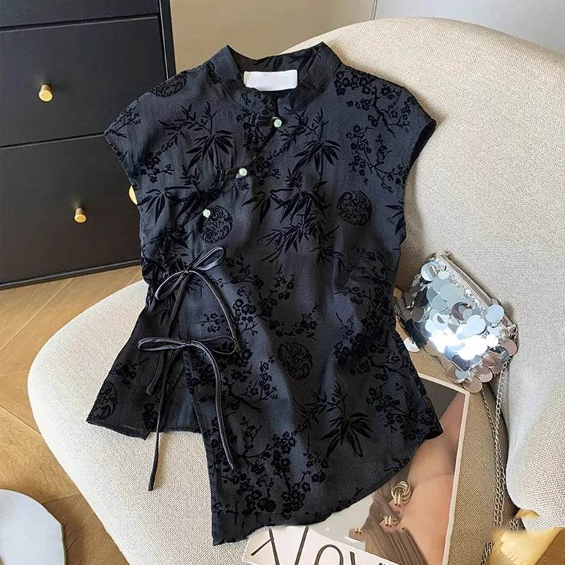 Retro Thin Shirt - Elegant Chinese Style Short Sleeve T-shirt - Buy Center UK