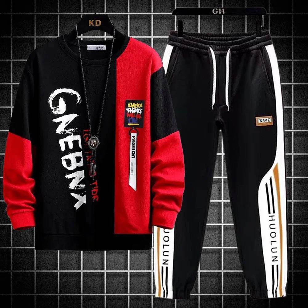 Buy Center Men's Autumn Tracksuit Set - Stylish Red Sweatshirt & Pants - Buy Center UK