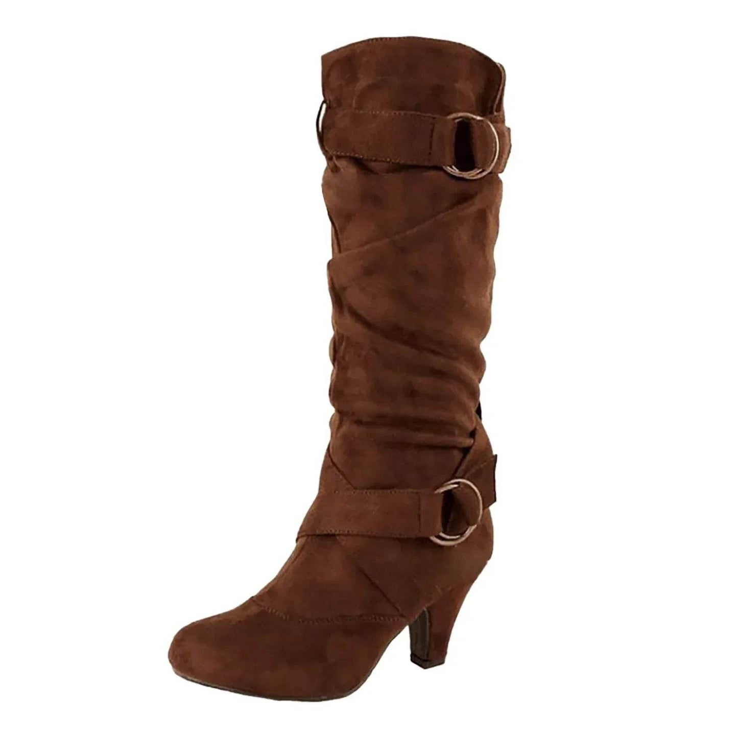 Buy Center Women's Winter Boots - Mid Calf, Wide Fit, Spike Heel - Buy Center UK