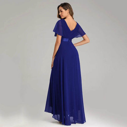 XUCTHHC Elegant V-Neck Evening Gown - Ruffles for Wedding Parties - Buy Center UK
