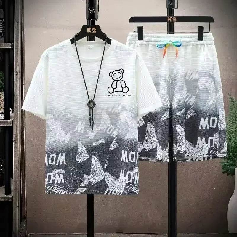 Buy Center Men's Gradient T-Shirt Set - Casual Summer Outfit - Buy Center UK