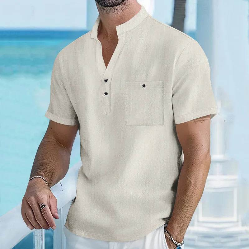 Buy Center Men's Stand Up Collar T-Shirt - Breathable Cotton Polo - Buy Center UK