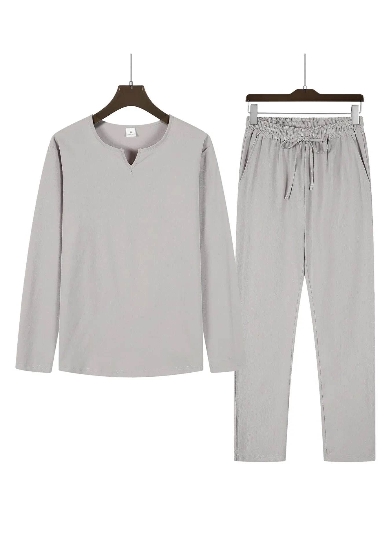 2pcs Men’s V-Neck Shirt & Sweatpants Set - Perfect Beach Wear - Buy Center UK