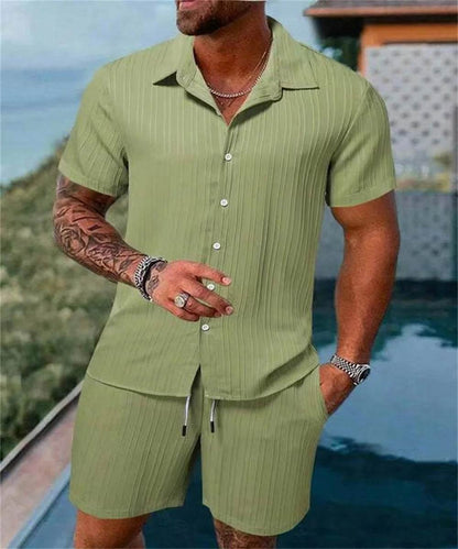 Buy Center 2024 Men's Summer Beach Suit - Casual Shirt & Shorts - Buy Center UK