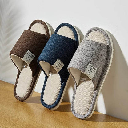 Buy Center Men’s Linen Slippers - Open-Toed, Comfortable for Home - Buy Center UK