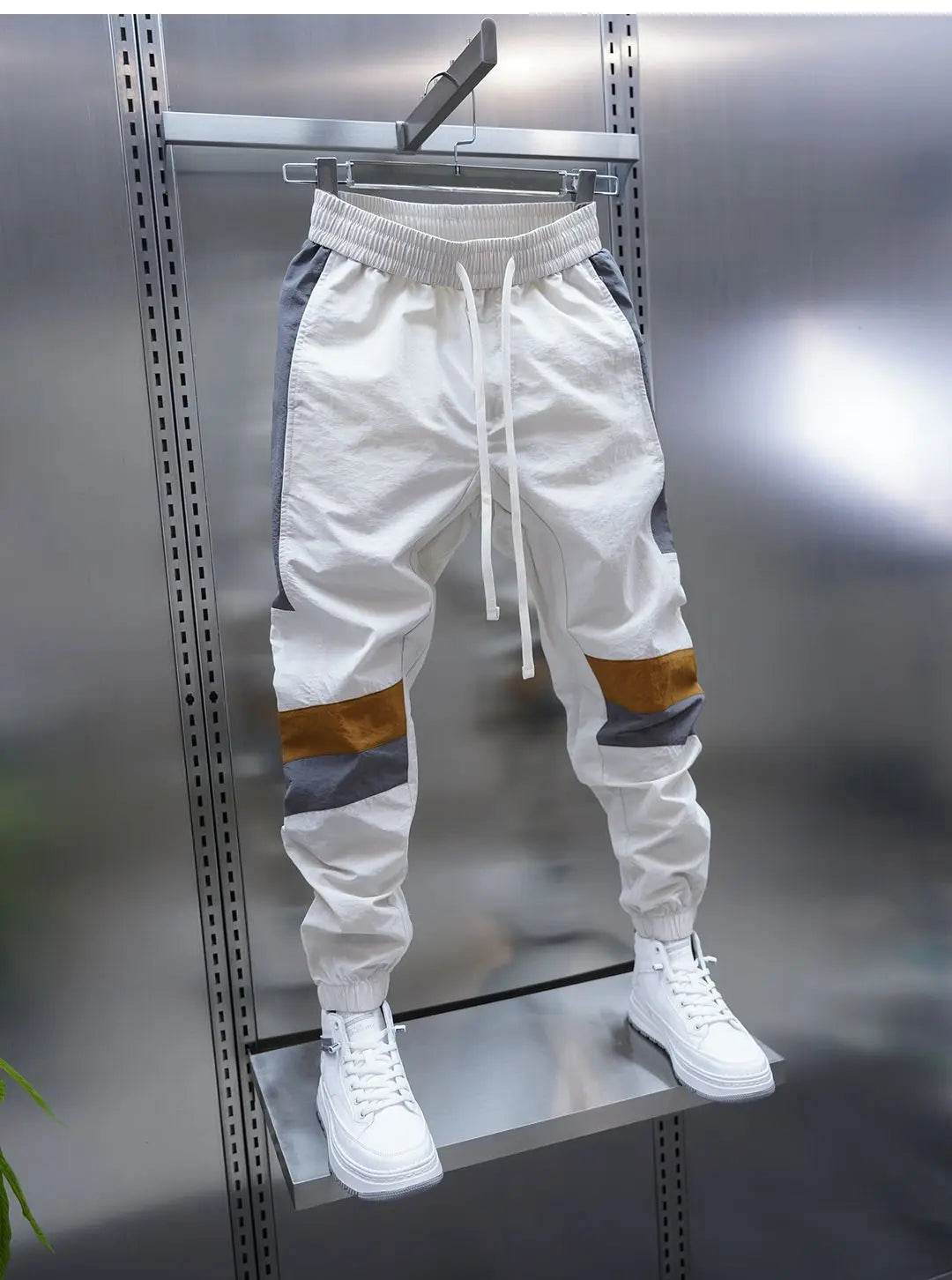 Buy Center Men's Patchwork Jogger Pants - Slim Fit, Elastic Waist - Buy Center UK
