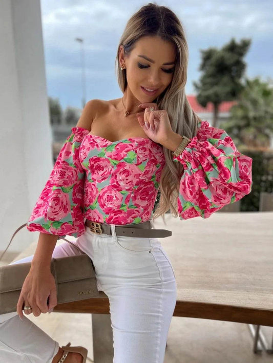 Buy Center Women's Elegant Chiffon Blouse - Casual V-Neck Long Sleeve - Buy Center UK