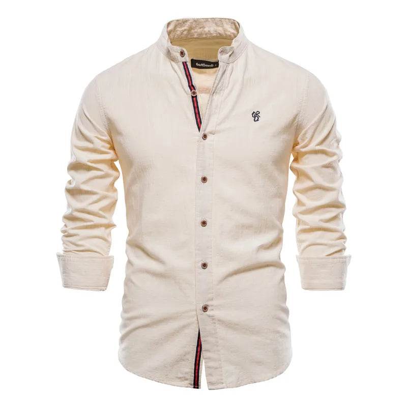 Buy Center Men’s 100% Cotton Solid Color Shirt - Elegant Embroidery - Buy Center UK