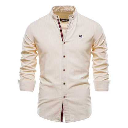 Buy Center Men’s 100% Cotton Solid Color Shirt - Elegant Embroidery - Buy Center UK