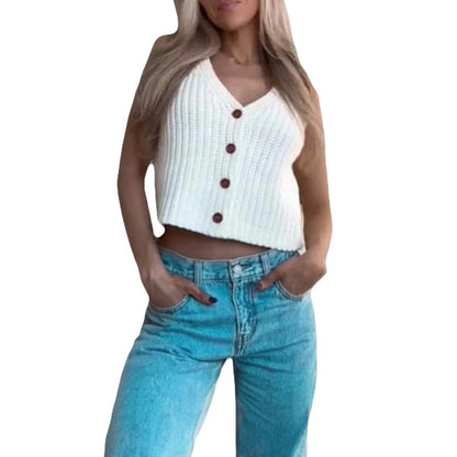 Women’s Autumn Sweater Vest - Sleeveless V Neck Knitwear for All - Buy Center UK