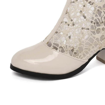 Buy Center Women's Knee High Zipper Boots - Breathable Mesh, Casual Style - Buy Center UK