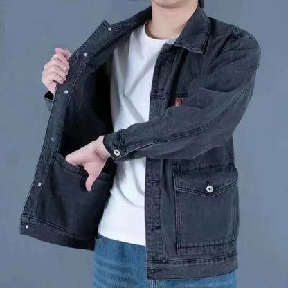 Buy Center Men's Denim Jacket - Vintage Loose Fit Gray Style - Buy Center UK