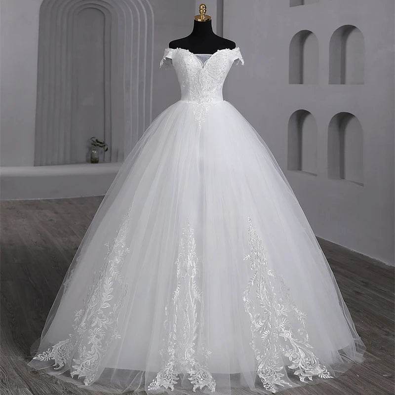 Y&M Novias Customized Plus Size Wedding Dress - Elegant Off-Shoulder Gown - Buy Center UK