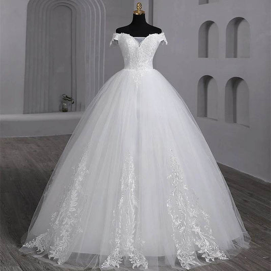 Y&M Novias Customized Plus Size Wedding Dress - Elegant Off-Shoulder Gown - Buy Center UK