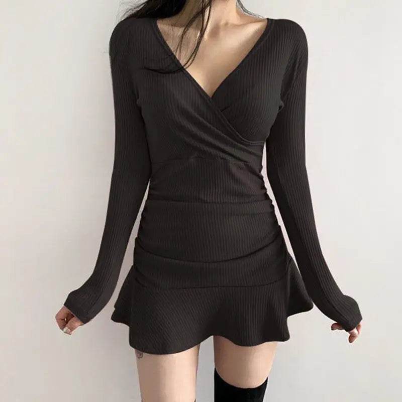 Buy Center 2024 V Neck Polyester Dress - Loose Fit, Long Sleeve Style - Buy Center UK
