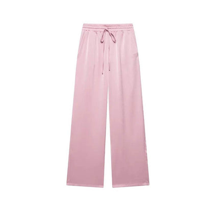 PB&ZA Pink Satin Blazer & Wide-Leg Pants Set - Chic Women's Style - Buy Center UK