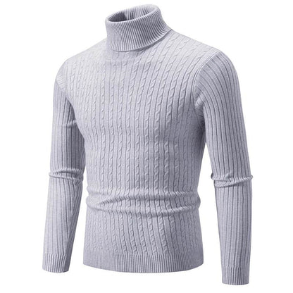 New Autumn Men's Jacquard Sweater - Cozy High Neck Turtleneck Pullover - Buy Center UK