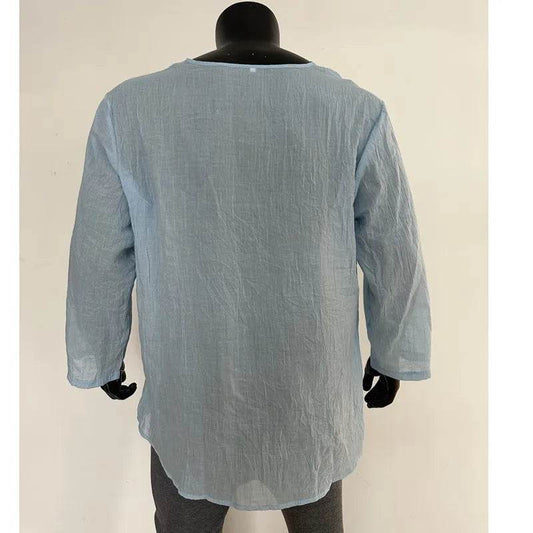 Buy Center V-neck Solid Color Casual Shirt - Stylish for All Seasons - Buy Center UK