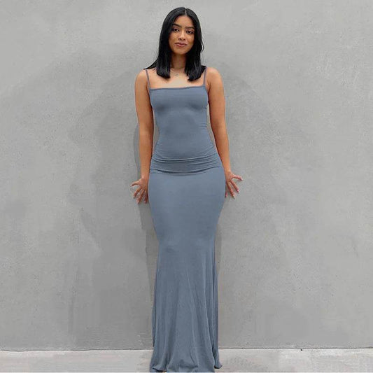 2024 Solid Color Slim Slip Dress - Women's High Step Elegance - Buy Center UK