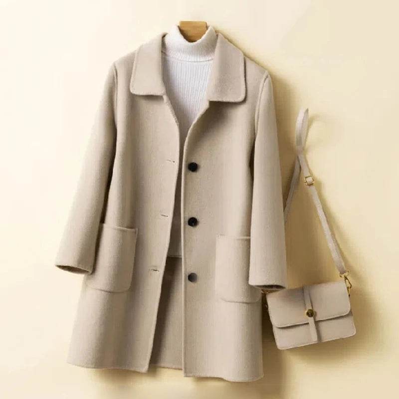 Buy Center Women's Solid Color Jackets - Elegant Retro Wool Blends - Buy Center UK