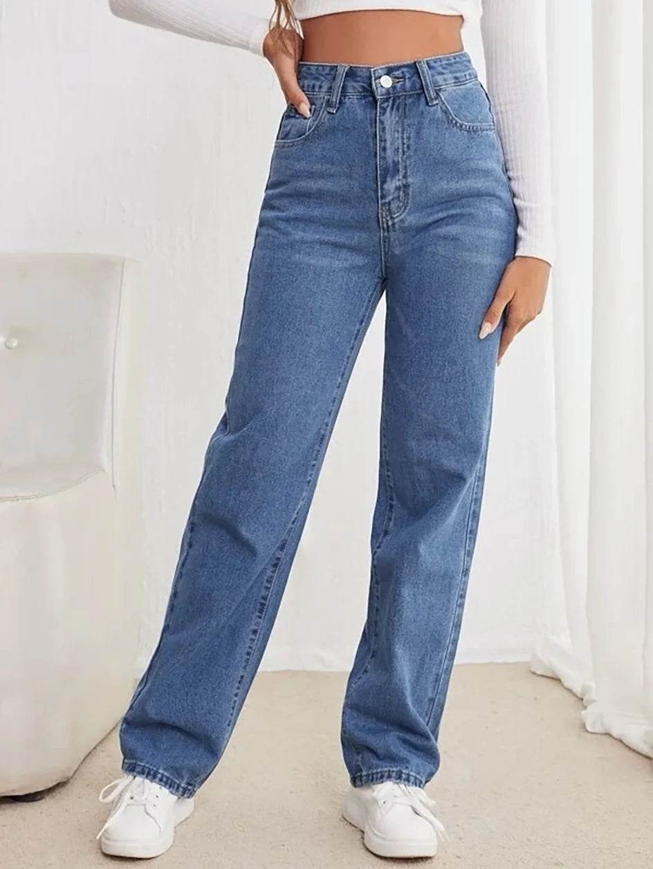 Buy Center Women's Loose Slimming Jeans - High Waist Straight Pants - Buy Center UK