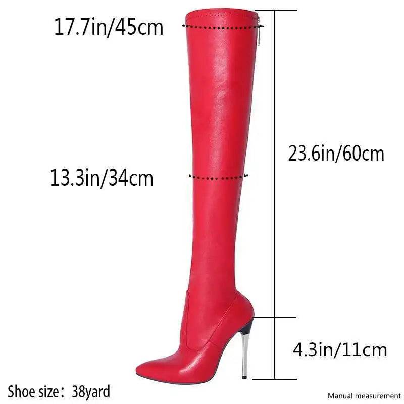 Buy Center Red Over The Knee High Heel Boots - Stiletto & Zip Closure - Buy Center UK