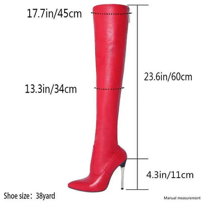 Buy Center Red Over The Knee High Heel Boots - Stiletto & Zip Closure - Buy Center UK