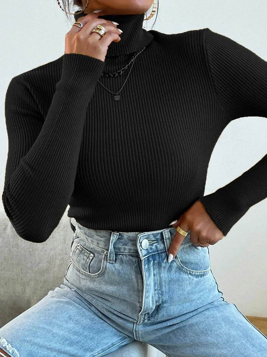 Buy Center Women’s Knit Turtleneck Sweater - Cozy Autumn Winter Jumper - Buy Center UK