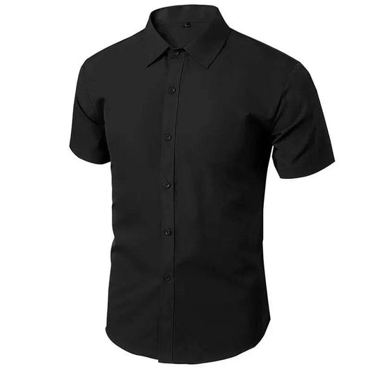 Buy Center Slimming Effect Black Short Sleeve Men's Shirt - Korean Style - Buy Center UK