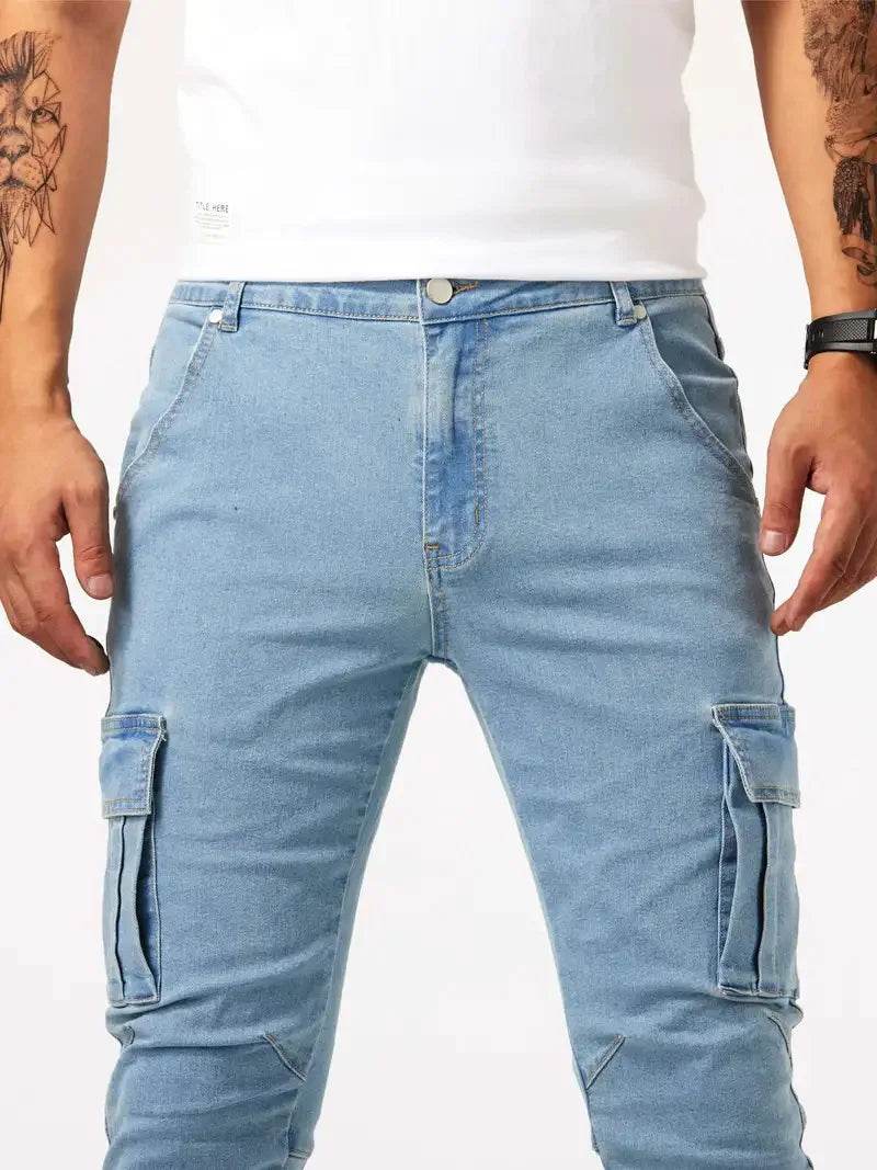 Buy Center Casual Denim Work Pants for Men - Multi Bag, Comfortable Fit - Buy Center UK