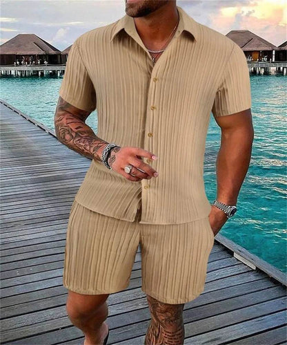 Buy Center 2024 Men's Summer Beach Suit - Casual Shirt & Shorts - Buy Center UK