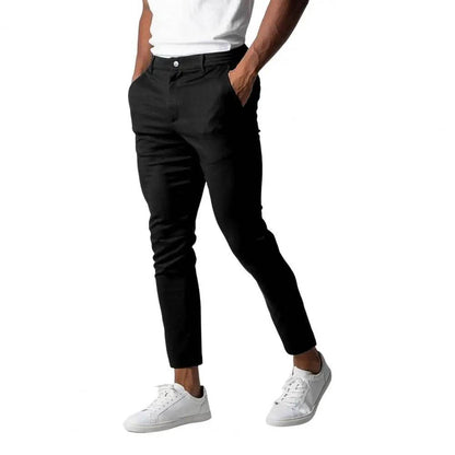 Buy Center Slim Fit Men's Trousers - Elegant Solid Color Pants - Buy Center UK