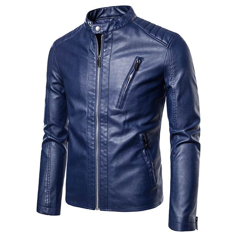 TRAF Men's Slim Leather Jacket - Stylish Spring & Autumn Fashion - Buy Center UK