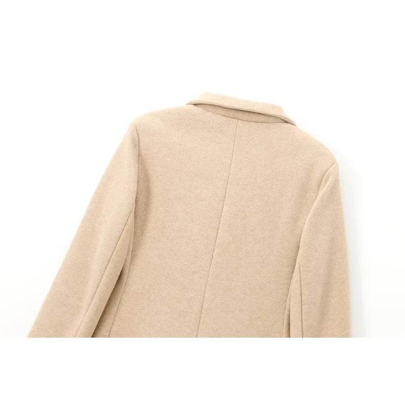 TRAFZR Vintage Khaki Long Wool Coat - Elegant Autumn Outerwear - Buy Center UK