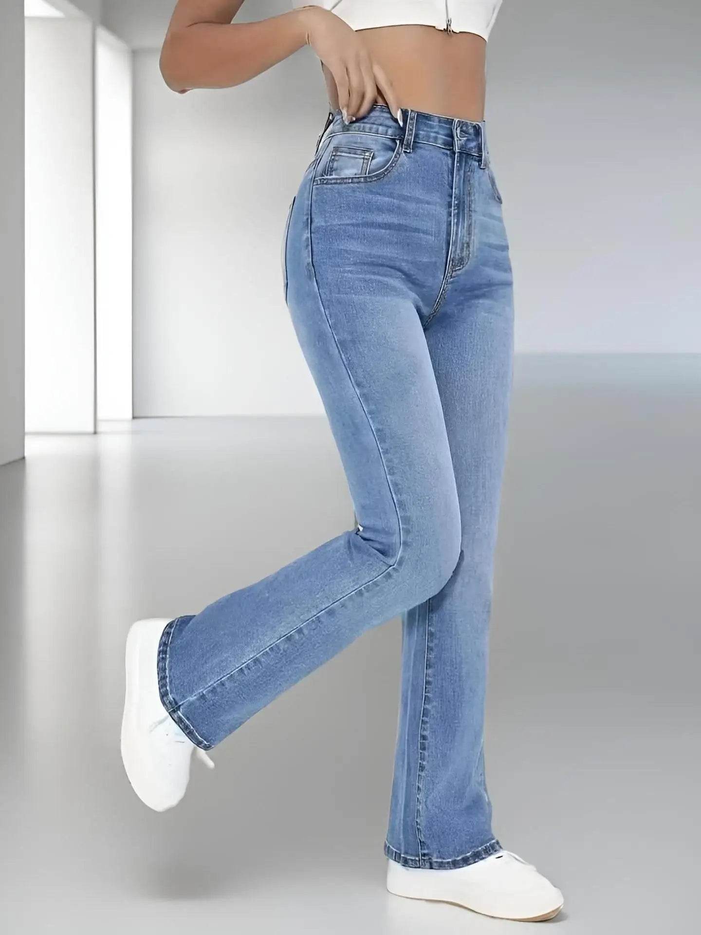 Women's High Waist Slimming Jeans - European Style Boot Cut Trousers - Buy Center UK
