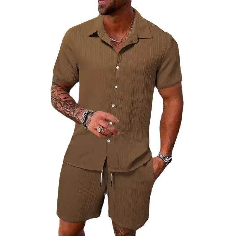 Buy Center Men's Polo Sports Suit - Casual Drawstring Shorts Set - Buy Center UK