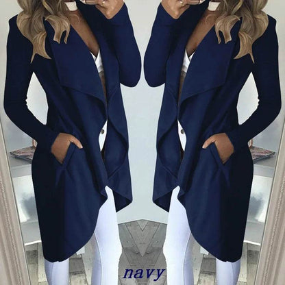 Buy Center Women's Slim Long Trench Coat - Chic Lapel Design - Buy Center UK