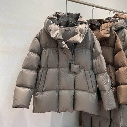 Janveny Women's 90% White Duck Down Jacket - Oversized Puffer Coat - Buy Center UK