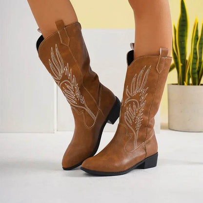 Women's Autumn Winter Slip-On Knight Boots - Thick Sole & Pointed Toe - Buy Center UK