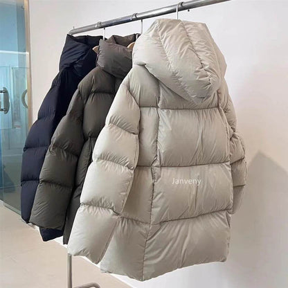 Janveny Women's 90% White Duck Down Jacket - Oversized Puffer Coat - Buy Center UK