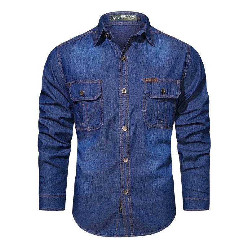 Buy Center Plus Size 5XL Loose Denim Shirt - High Quality, Cotton Comfort - Buy Center UK