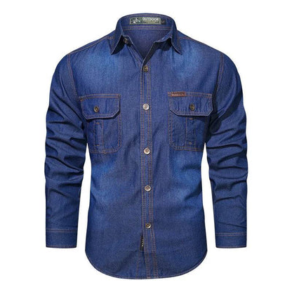 Buy Center Plus Size 5XL Loose Denim Shirt - High Quality, Cotton Comfort - Buy Center UK
