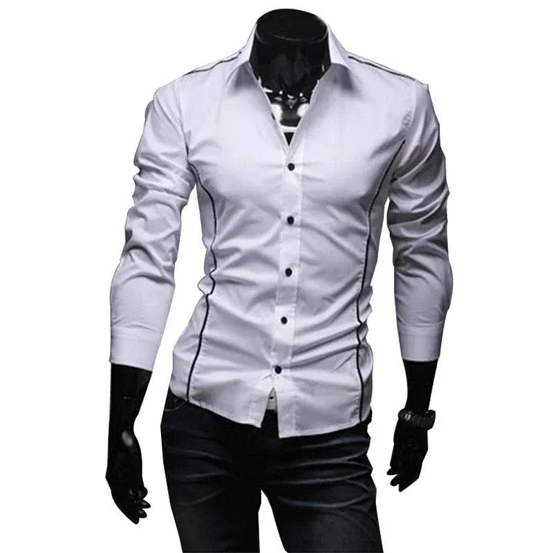 Buy Center Men's Stripes Long Sleeve Slim Shirt - Business & Casual - Buy Center UK