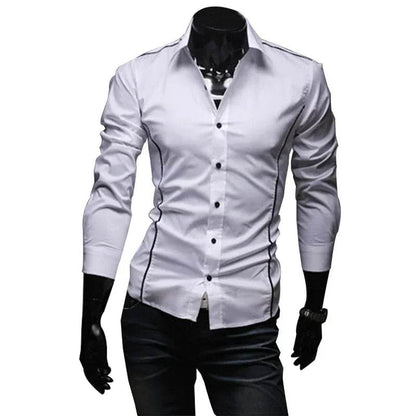 Buy Center Men's Stripes Long Sleeve Slim Shirt - Business & Casual - Buy Center UK